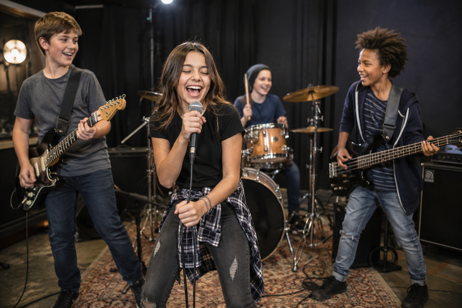 rock band with four kids
